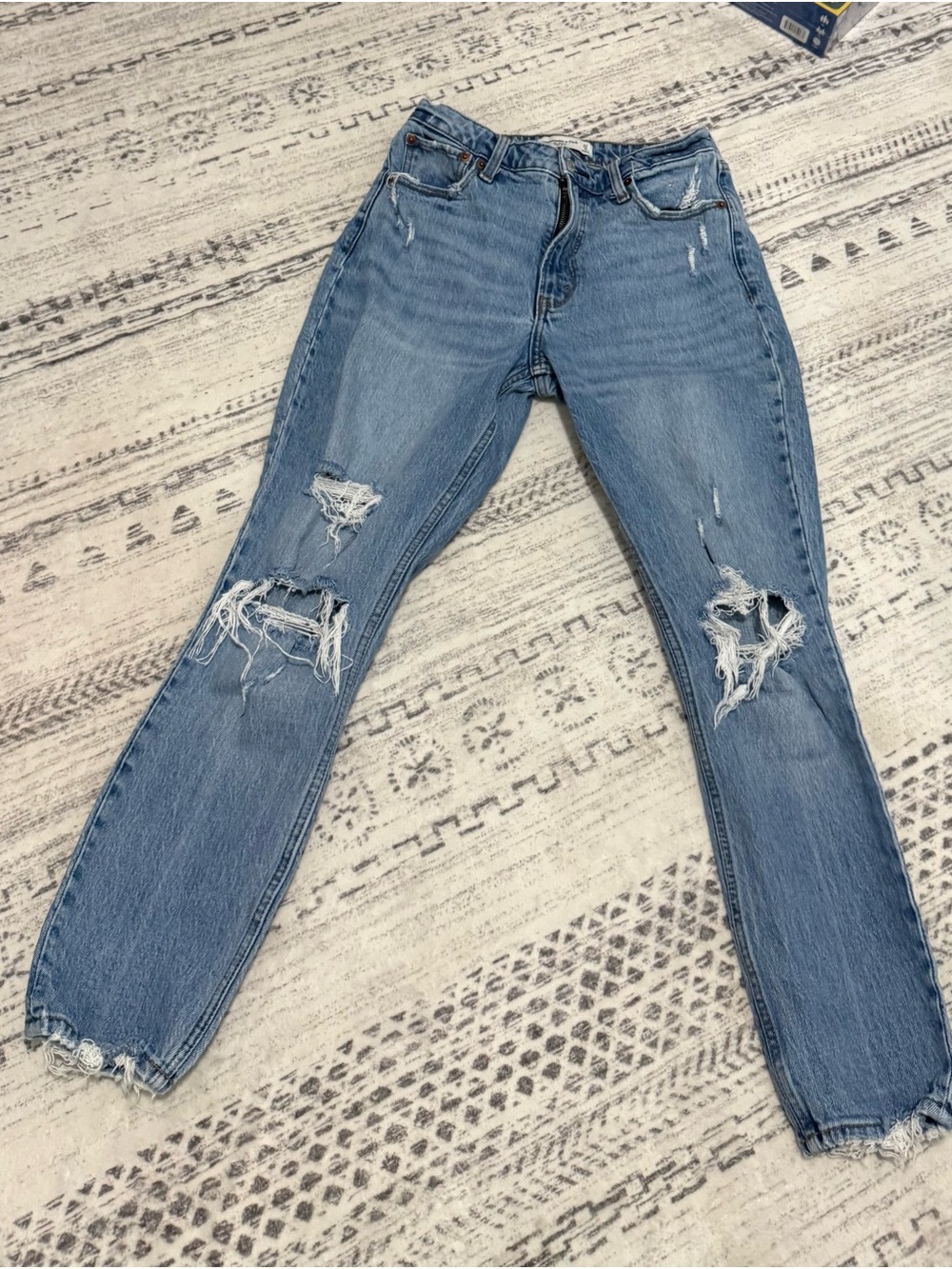 Abercrombie & Fitch Light Blue High-Rise Distressed Jeans